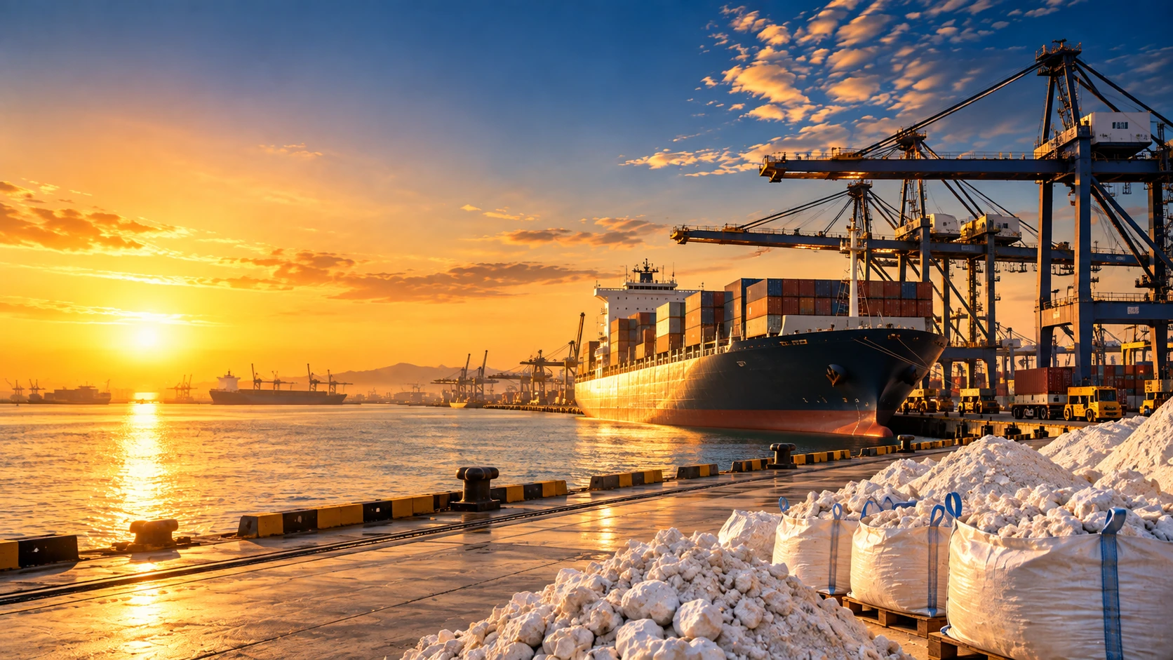 International mineral export logistics at port