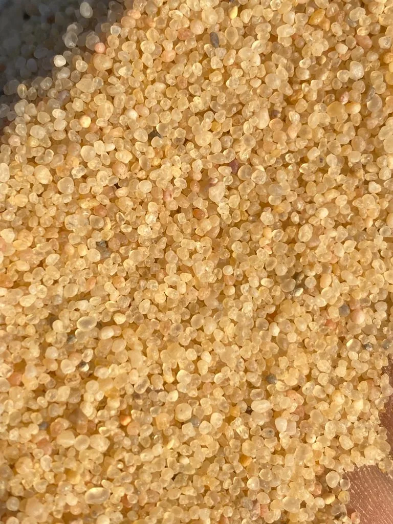 Close-up of silica sand grains